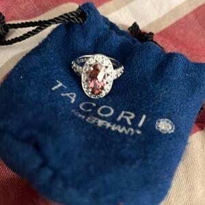 Tacori for Epiphany Pink and clear cubic zirconia sterling silver ring